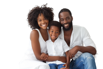 Family father mother son daughter kid studio photo white background