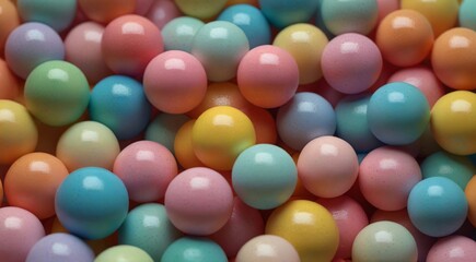 bunch of different colored balls, pastel colourfu - Powered by Adobe