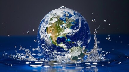 Saving water and world environmental protection concept. Eearth, created by ai