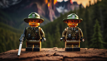 World Ranger Day. July 31st. The concept of the holiday. a ranger in nature. in the lego style