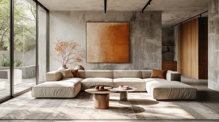 Minimalist Interior Artistic Touches: A photo of a minimalist interior with artistic touches