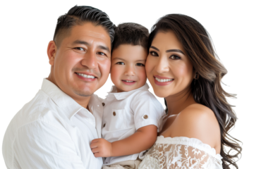 Family father mother son daughter kid studio photo white background