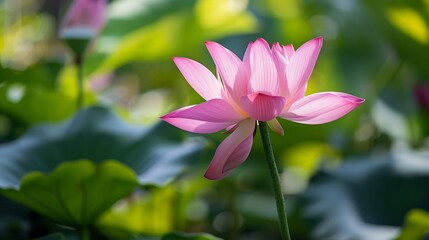 Stunning close-up of a vibrant pink lotus flower in full bloom against a blurred green background.
