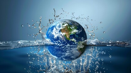Saving water and world environmental protection concept. Eearth, globe, ecology, nature, planet concepts created by ai