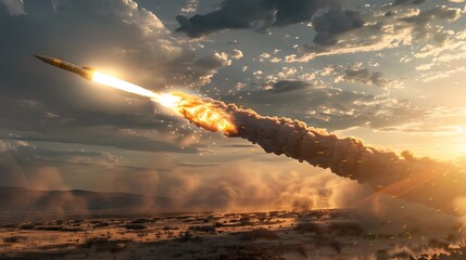 Fototapeta premium ballistic rockets soar into the sky. concept of war between countries