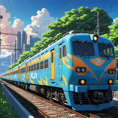 Obraz premium train on railway station