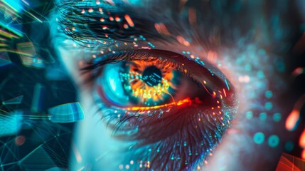 The Cybernetic Eye Close-up - obrazy, fototapety, plakaty