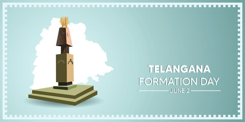 Telangana Formation Day 2nd June Telangana Martyrs Memorial vector poster