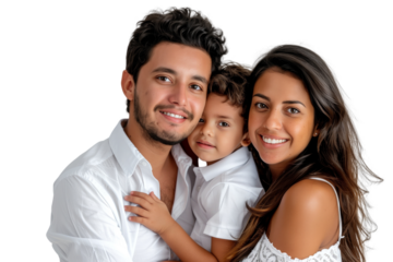 Family father mother son daughter kid studio photo white background