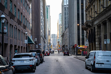 Fototapeta premium Street view in Toronto Downtown. Toronto, Canada - April 29, 2024.
