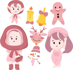set of cartoon children