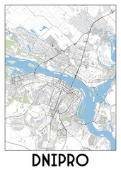 Dnipro Ukraine map poster art