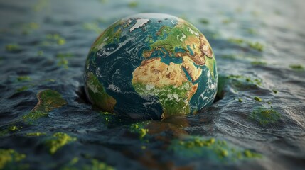 Saving water and world environmental protection concept. Eearth, globe, ecology, nature, planet concepts created by ai