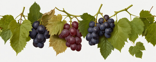 Grapevines Isolated on a White Background. ai generated