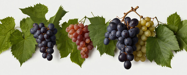 Grapevines Isolated on a White Background. ai generated