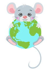 Cute mouse with a globe