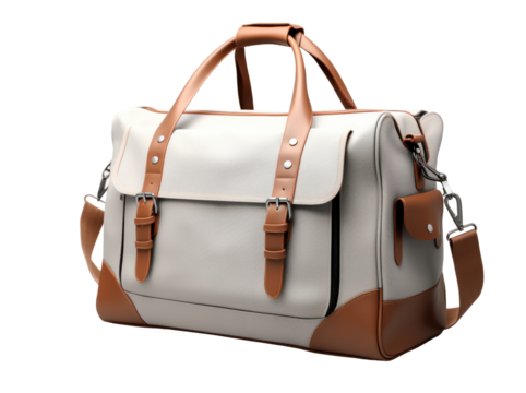 large classic travel bag, PNG file of isolated cut-out object on transparent background, Vacation concept.