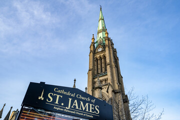 Fototapeta premium Cathedral Church of St. James in Church Street. The Cathedral Church of St. James is an Anglican cathedral in Downtown Toronto. Toronto, Canada - April 29, 2024.