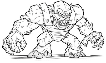 Coloring book page for kids of the powerful monster emerges from the depths of the earth, ready to wreak havoc on the surface world!