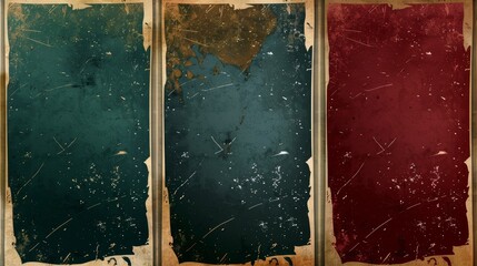 An elemental set of grungy banners in vintage colors with scratches.