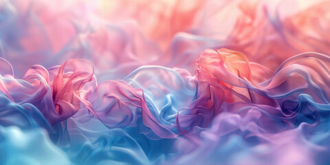 Vibrant and colorful liquid flow in the air with pink, blue, and purple colors