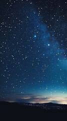 Fototapeta premium Starry night sky over city, creating a mesmerizing atmospheric phenomenon. Background. Generative AI