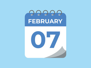 February 7 calendar reminder. 7 February daily calendar icon template. Calendar 7 February icon Design template. Vector illustration
