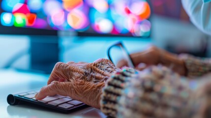 Elderly Hands on Keyboard