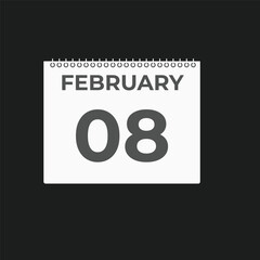 February 8 calendar reminder. 8 February daily calendar icon template. Calendar 8 February icon Design template. Vector illustration
