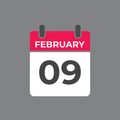 February 9 calendar reminder. 9 February daily calendar icon template. Calendar 9 February icon Design template. Vector illustration
