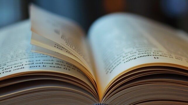 Close-up of open book with highlighted text, showcasing focused studying