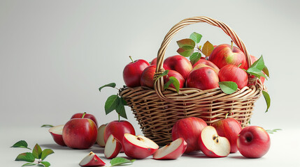 apple fruit with red fruit placed in basket