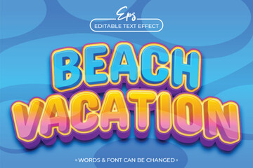 Beach vacation editable text effect template