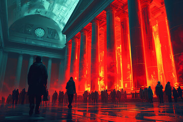 An illustration dedicated to the problems of finance and the banking system.