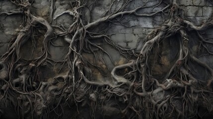 Detailed shot of tree roots affected by root rot, showing blackened, decayed root tissues that are soft to the touch