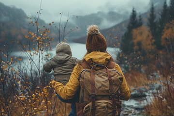 The shared sense of adventure as a mother and her baby explore the great outdoors together, forging...