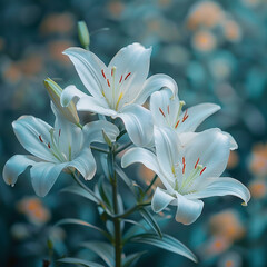 Fototapeta premium closeup of lily flowers in the garden generated.AI