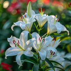 Fototapeta premium closeup of lily flowers in the garden generated.AI