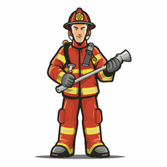 Fire fighter man illustration, ilustrasi for kid