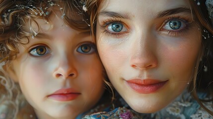 Obraz premium mother embracing her child, capturing the love and warmth in their eyes
