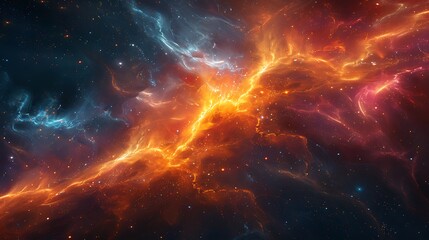 Obraz premium An abstract universe scene with vibrant swirls of cosmic dust and luminous nebulae, dancing together in a spellbinding spectacle.