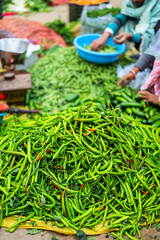 Chili peppers at market in India - 803140745