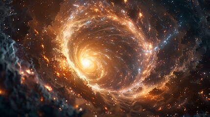Capture the dynamic energy of the Galactic Core, depicted as a swirling vortex of light and color, mimicking the intense gravitational forces at the center of a galaxy.