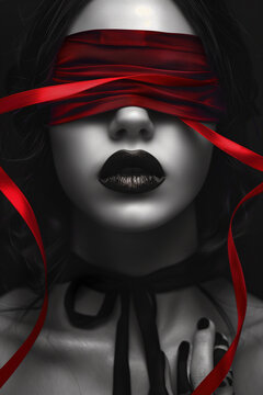 portrait of a woman with a red mask