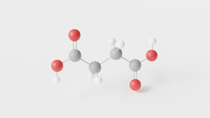 succinic acid molecule 3d, molecular structure, ball and stick model, structural chemical formula food additive e363