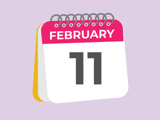 February 11 calendar reminder. 11 February daily calendar icon template. Calendar 11 February icon Design template. Vector illustration

