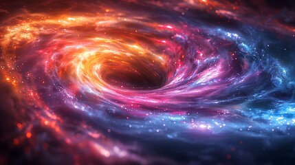 Obraz premium Create an artistic interpretation of a pulsar's pulse, translating the pulsar's rhythmic light into swirling color bands that move hypnotically across the screen.