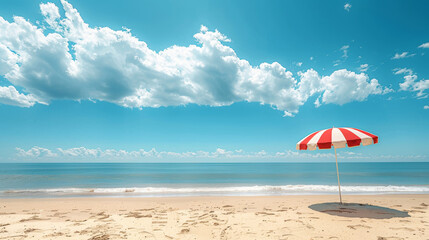 Sun umbrella at beach in summer