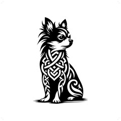 dog, chihuahua silhouette in animal celtic knot, irish, nordic illustration