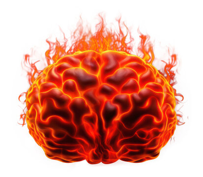PNG Brain fire burning brain.